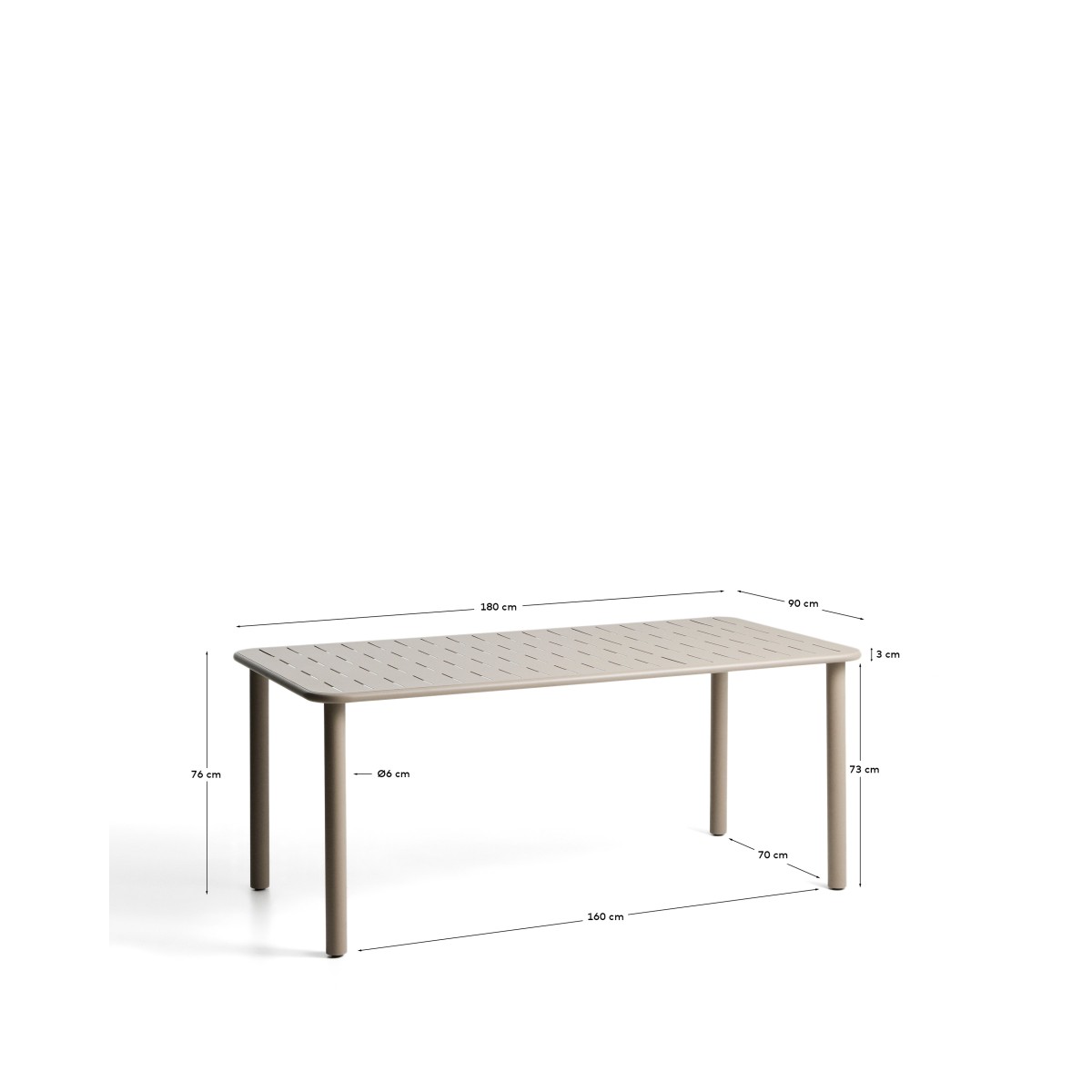 Уличный стол Brai из оцинкованной стали бежевого цвета, 180 x 90 см