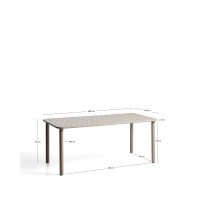 Уличный стол Brai из оцинкованной стали бежевого цвета, 180 x 90 см