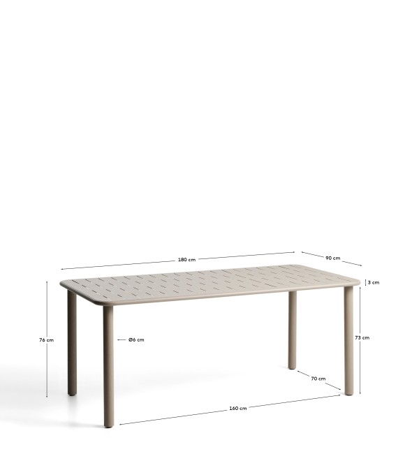 Уличный стол Brai из оцинкованной стали бежевого цвета, 180 x 90 см
