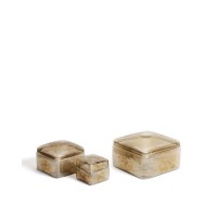 Декоративная шкатулка Aveli из переливающегося бежевого стекла, 9 x 9 см