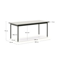 Уличный стол Maurina из зеленой оцинкованной стали с плиткой цвета экрю 182 x 91 см