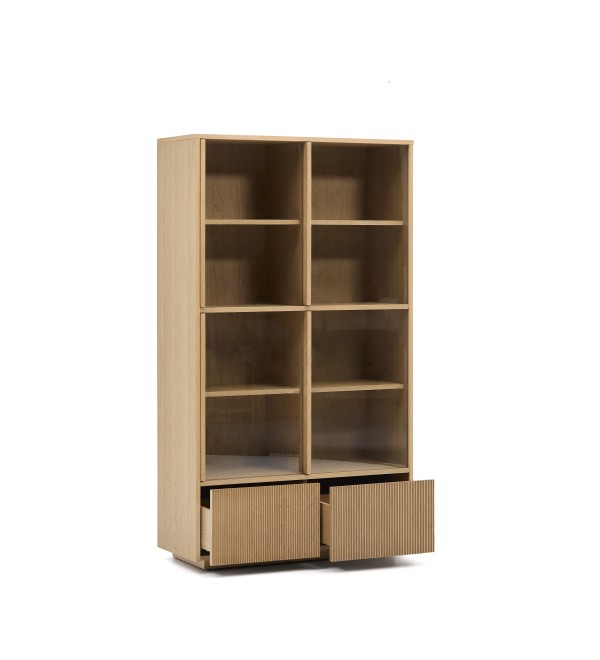 Витрина Helvine 4 двери 2 ящика дубовый шпон и закаленное стекло 100 x 174