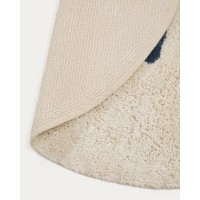 Круглый ковёр Tandani из бежевого хлопка с синим слоном, Ø 100 см