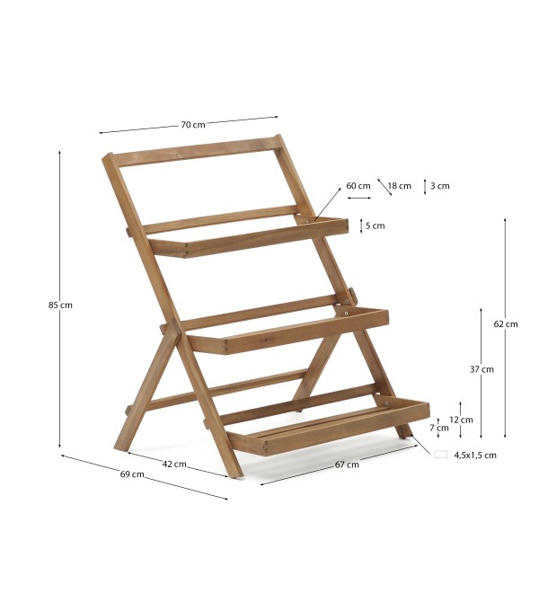 Victora Уличный стеллаж из массива акации 70 x 85 см