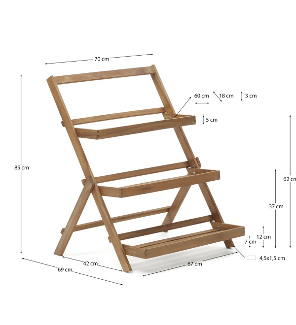Victora Уличный стеллаж из массива акации 70 x 85 см