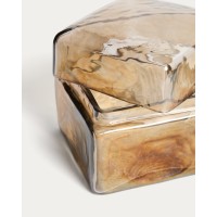 Декоративная шкатулка Aveli из переливающегося бежевого стекла, 9 x 9 см
