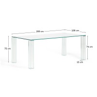 Стол Adularia из прозрачного закаленного стекла 200 x 100 см