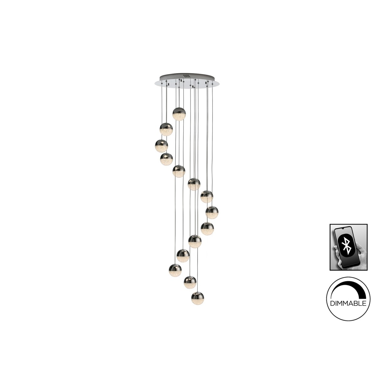 Подвесной светильник Sphere LED 14L Ø51 DIM BLUETOOTH хром