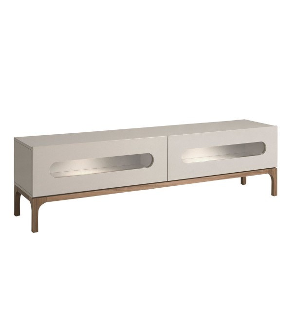 Тумба под ТВ 3242/CP2205TV2 из серого и орехового дерева с внутренней подсветкой
