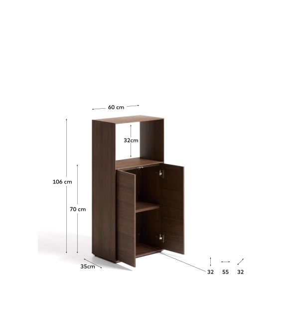 Стеллаж из шпона ореха Visala 60 x 106 см