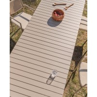 Раздвижной уличный стол Izola из алюминия с бежевой отделкой, 220 (280) x 100 см