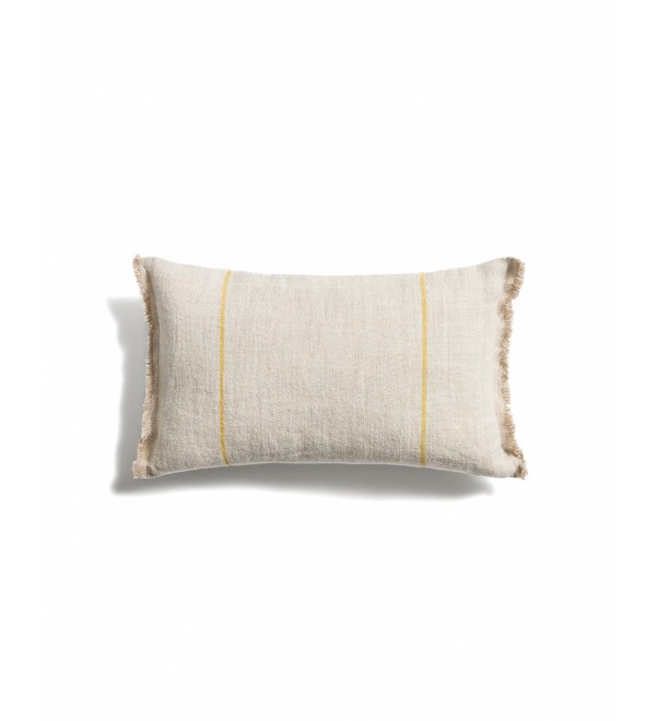 Чехол для подушки Lidore из бежевого льна с желтыми полосами, 30 x 50 см