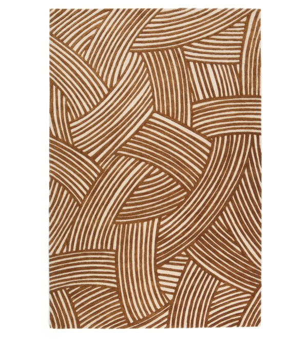 Жаккардовый шерстяной ковер Poreni с бежевым рисунком, 200 x 300 см