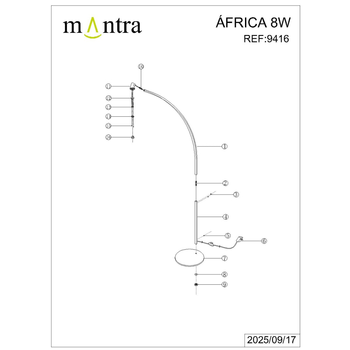 9416 Торшер MANTRA AFRICA
