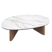 Кофейный столик 2173 из керамики в мраморной отделке и орехового дерева