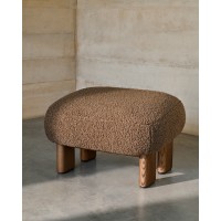 Пуф Cabana Taupe Boucle с ножками в отделке орех 65x55,4