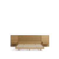Кровать Norlen с 2 тумбочками из натурального шпона дуба, с подсветкой, 180 x 200 см