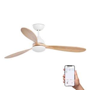Потолочный вентилятор POROS Ш1320MM белый/сосна 3 PALAS 19W LED 2700K TUYA