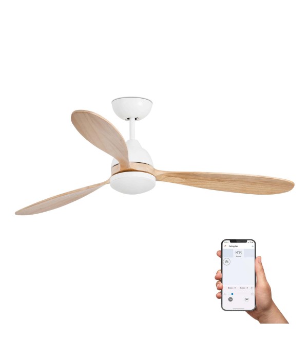 Потолочный вентилятор POROS Ш1320MM белый/сосна 3 PALAS 19W LED 2700K TUYA