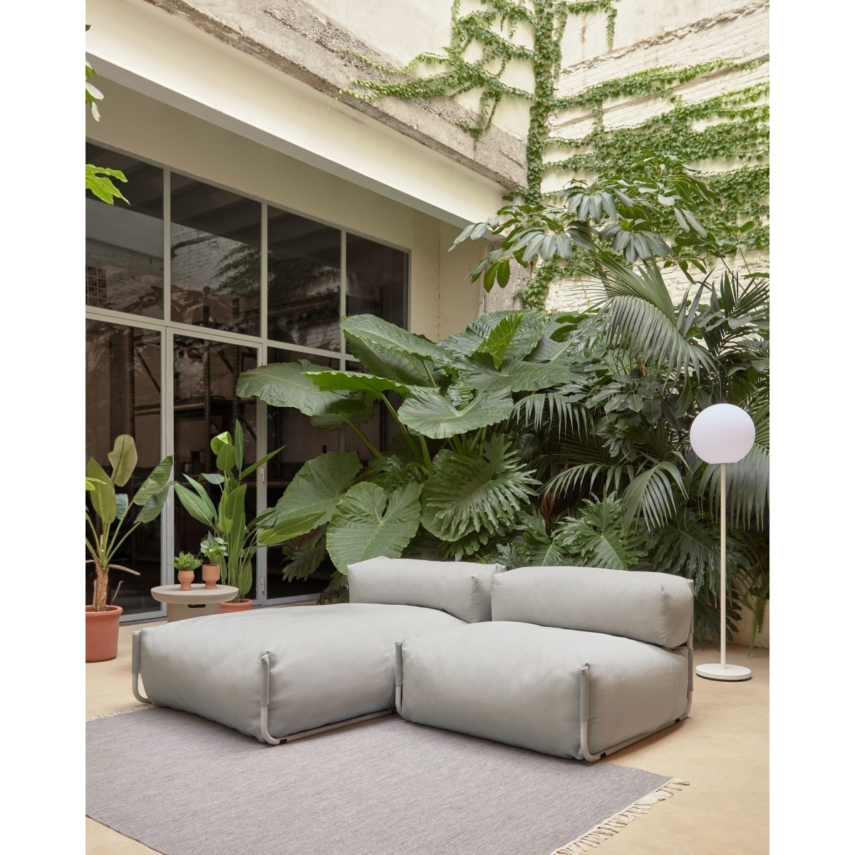 Square пуф квадратный со спинкой 101 x 101 см, светло-серый, для садового модульного дивана