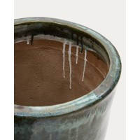 Rotja Набор из 3 терракотовых цветочных горшков с глазурованным синим цветом