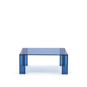 Журнальный столик Adularia из синего стекла 85 x 85