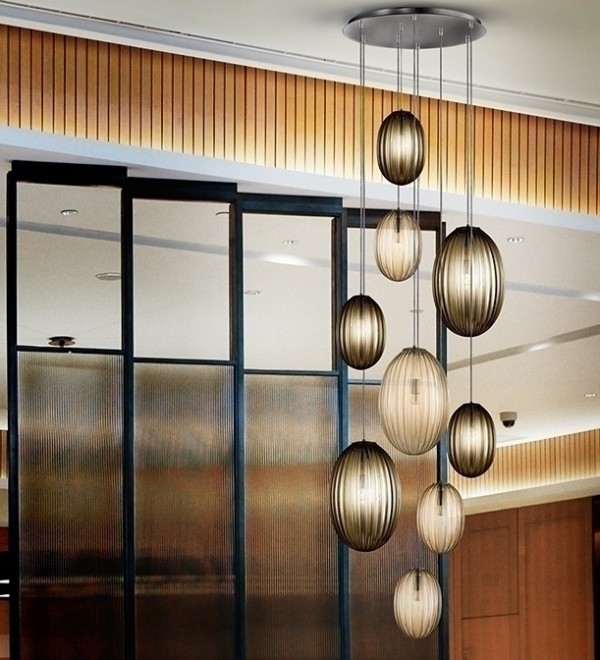 Подвесной светильник Ovila дымчатый/янтарный 9L DIM