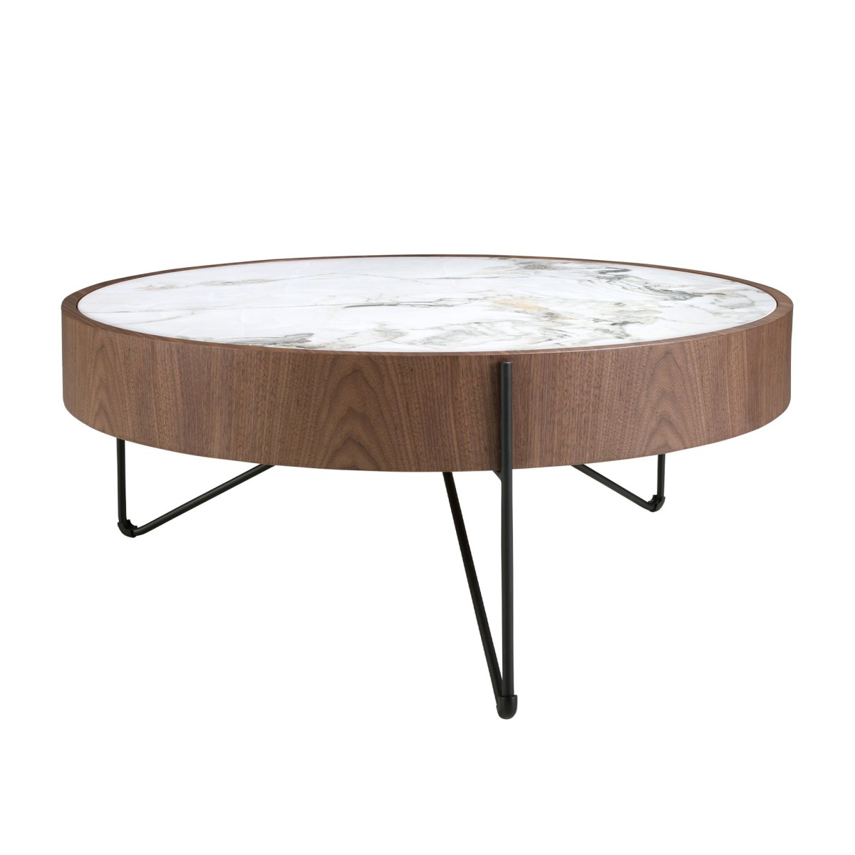 Круглый журнальный столик 2138/MH2303A из ореха и мраморной керамики