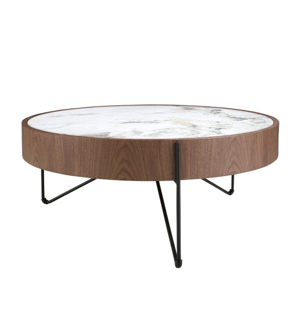 Круглый журнальный столик 2138/MH2303A из ореха и мраморной керамики