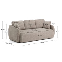 Трехместный диван-кровать Laira из бежевой синели, 218 см