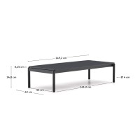 Журнальный столик Sorells из серого алюминия 63 x 149 см