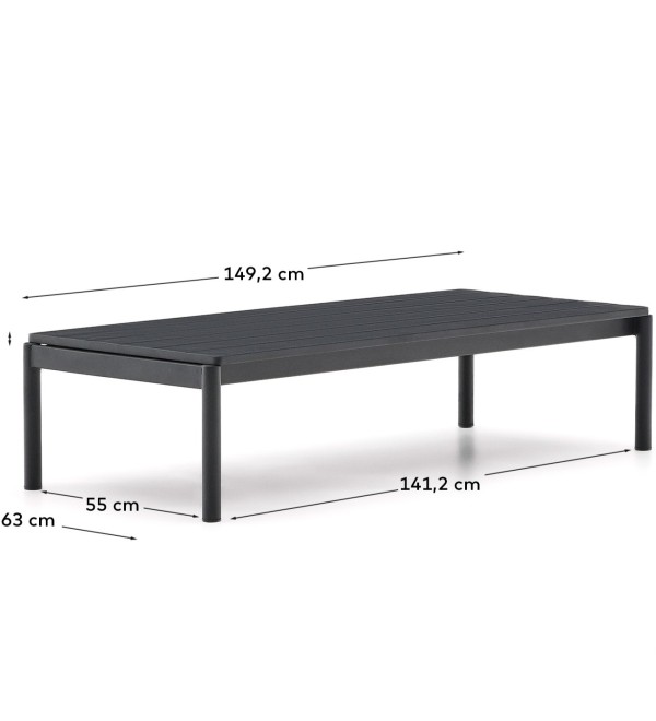 Журнальный столик Sorells из серого алюминия 63 x 149 см