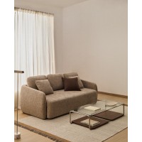 Трехместный диван-кровать Laira из бежевой синели, 218 см