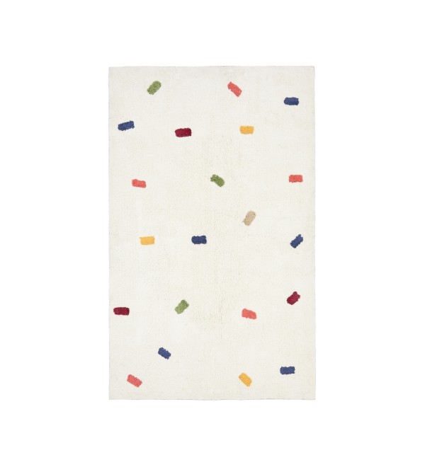 Ковер Epifania белый хлопок с разноцветными точками 90 x 150 см