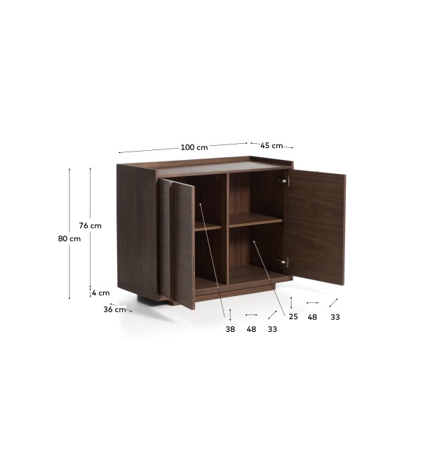 Комод Onix с отделкой из орехового шпона темного цвета, 100 x 80 см
