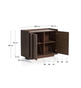 Комод Onix с отделкой из орехового шпона темного цвета, 100 x 80 см