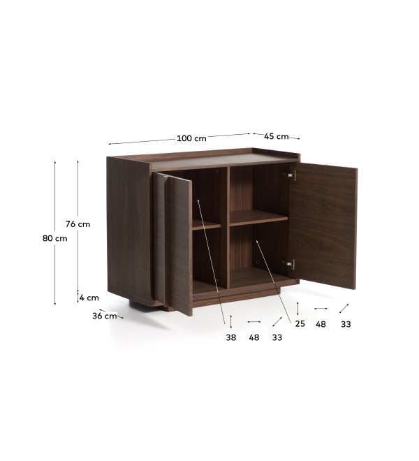 Комод Onix с отделкой из орехового шпона темного цвета, 100 x 80 см