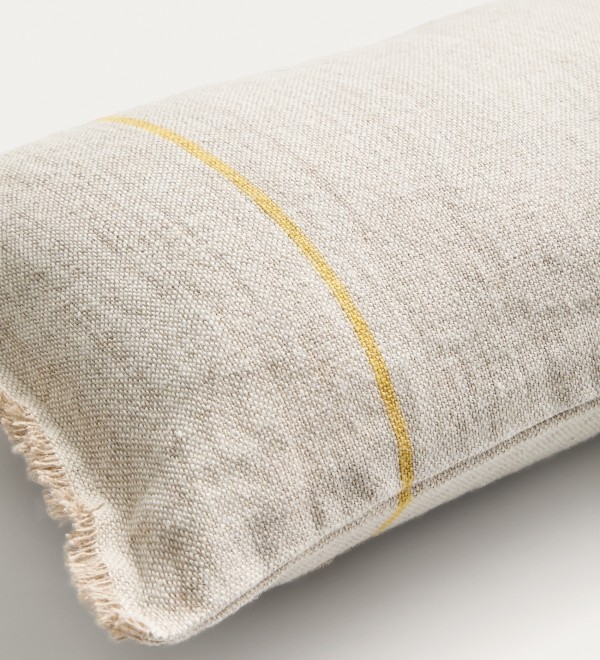 Чехол для подушки Lidore из бежевого льна с желтыми полосами, 30 x 50 см