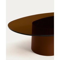 Журнальный столик Olir из коричневой стали и стекла 140 x 80 см