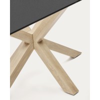 Стол Argo из матового черного стекла со стальными ножками под дерево 160 x 90 см