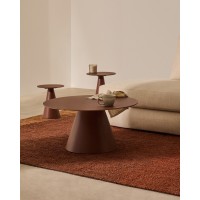 Журнальный столик Wilshire из стекла и стали терракотовый Ø80cm