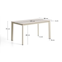 Уличный стол Anafi с бежевой столешницей из спеченного камня, 140 x 80 см