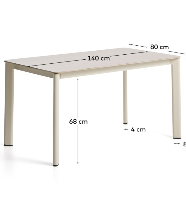 Уличный стол Anafi с бежевой столешницей из спеченного камня, 140 x 80 см