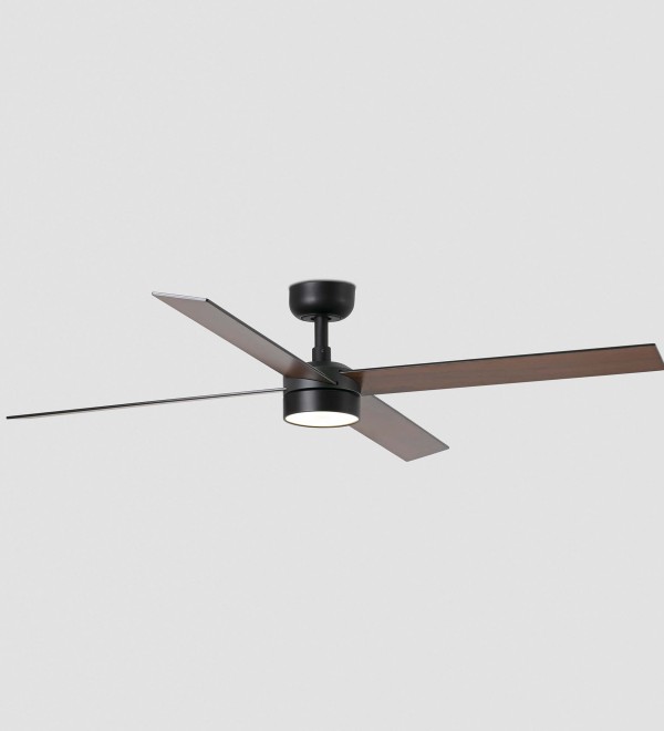 Потолочный вентилятор RUDDER L 4 Ш1320MM черный/орех 4P 18W LED CCT DIM TUYA