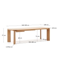 Стол Jondal раздвижной из дуба 240 (320) см x 100 см