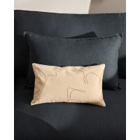 Чехол для подушки Dibel из хлопка цвета экрю с бежевой вышивкой, 30 x 50 см