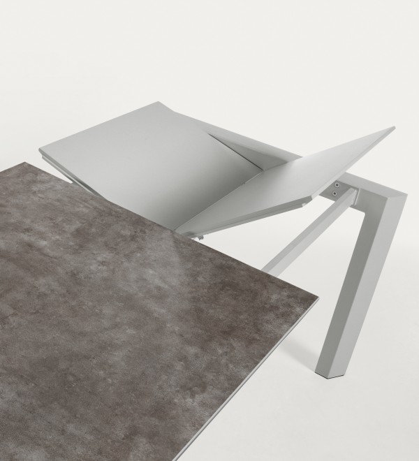 Стол Atta 120 (180) x80 серый керамика Vulcano Ash