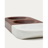 Сервировочный поднос для закусок Tori  из акации и белого мрамор