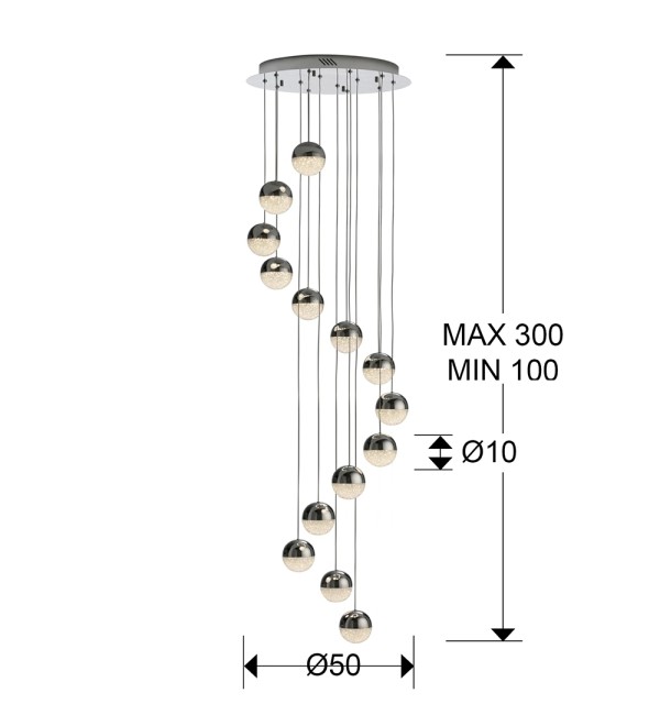 Подвесной светильник Sphere LED 14L Ø51 DIM BLUETOOTH хром