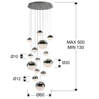 Подвесной светильник Sphere 14L LED Ø60 X500H DIM хром